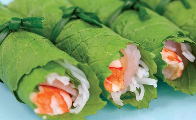 tôm cuốn cải xanh
